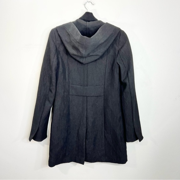 Zenobia black ribbed knit hooded button front spring fall jacket coat 6 - Picture 5 of 16